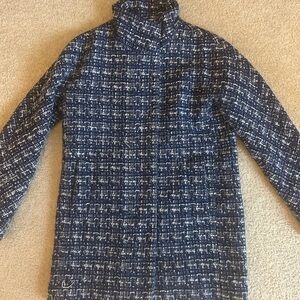 J. Crew Blue and White Pea Coat